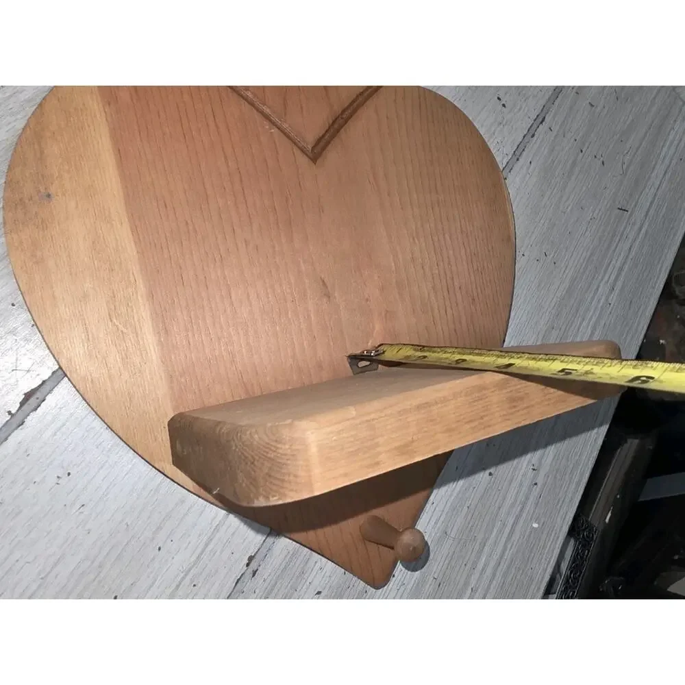 Vintage Wooden 3 Heart Shelf One Hook 21” x 8.5